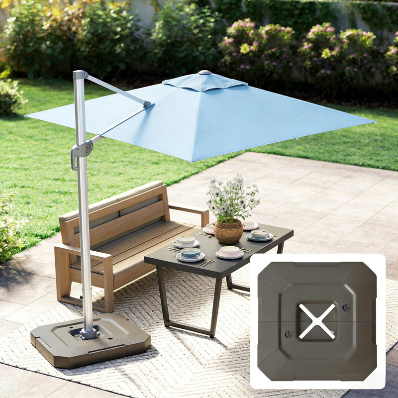 Base de parasol d'extérieur, base de parasol en porte-à-faux, Brun