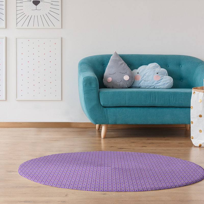 Chenille Geometric Indoor Rug, Round 5'