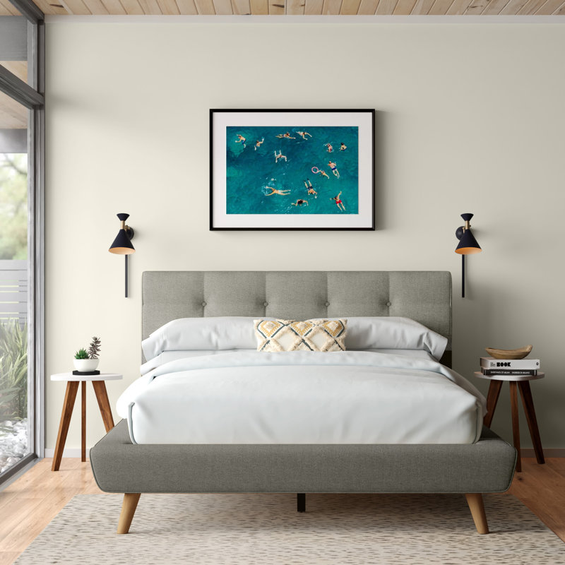 Upholstered Platform Bed, Gray, Queen