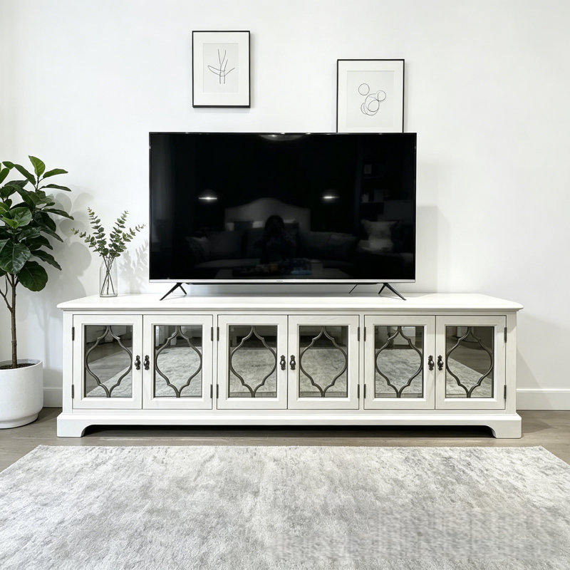 Meuble télé français simple blanc cassé