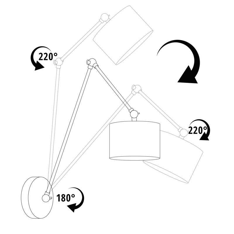 TESNUS GOLD Steel Swing Arm Sconce, Natural, White/Gold