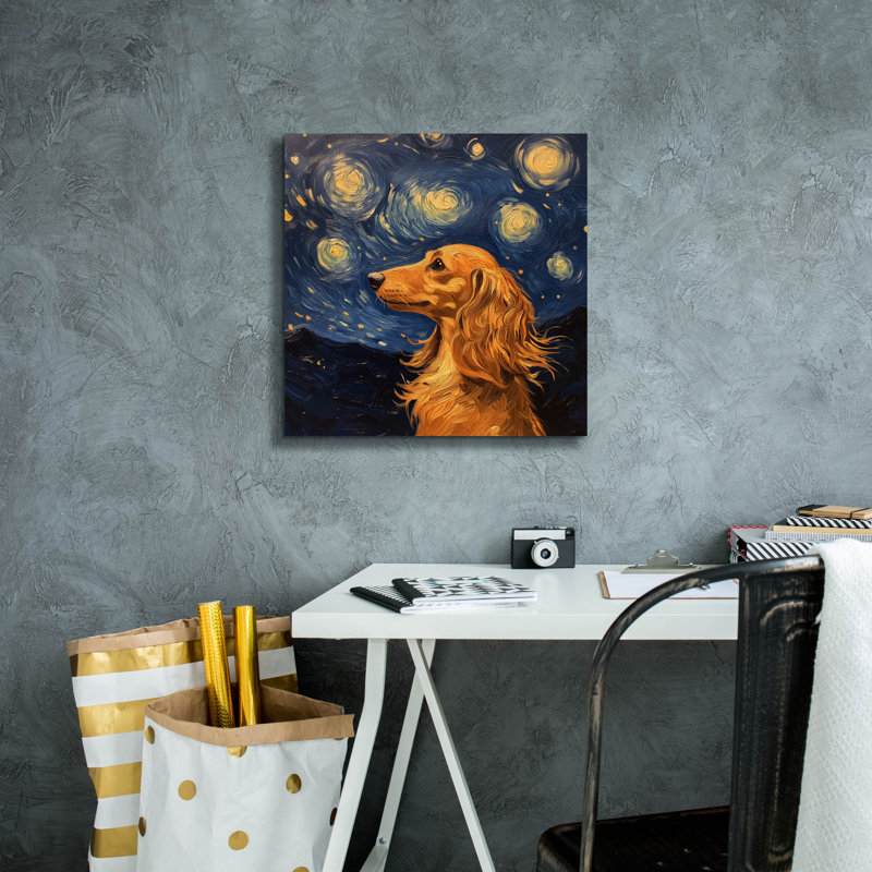 «Van Gosh Dachshund» par Svetlana Aleynikova, art mural sur toile, H 18 po x l 18 po