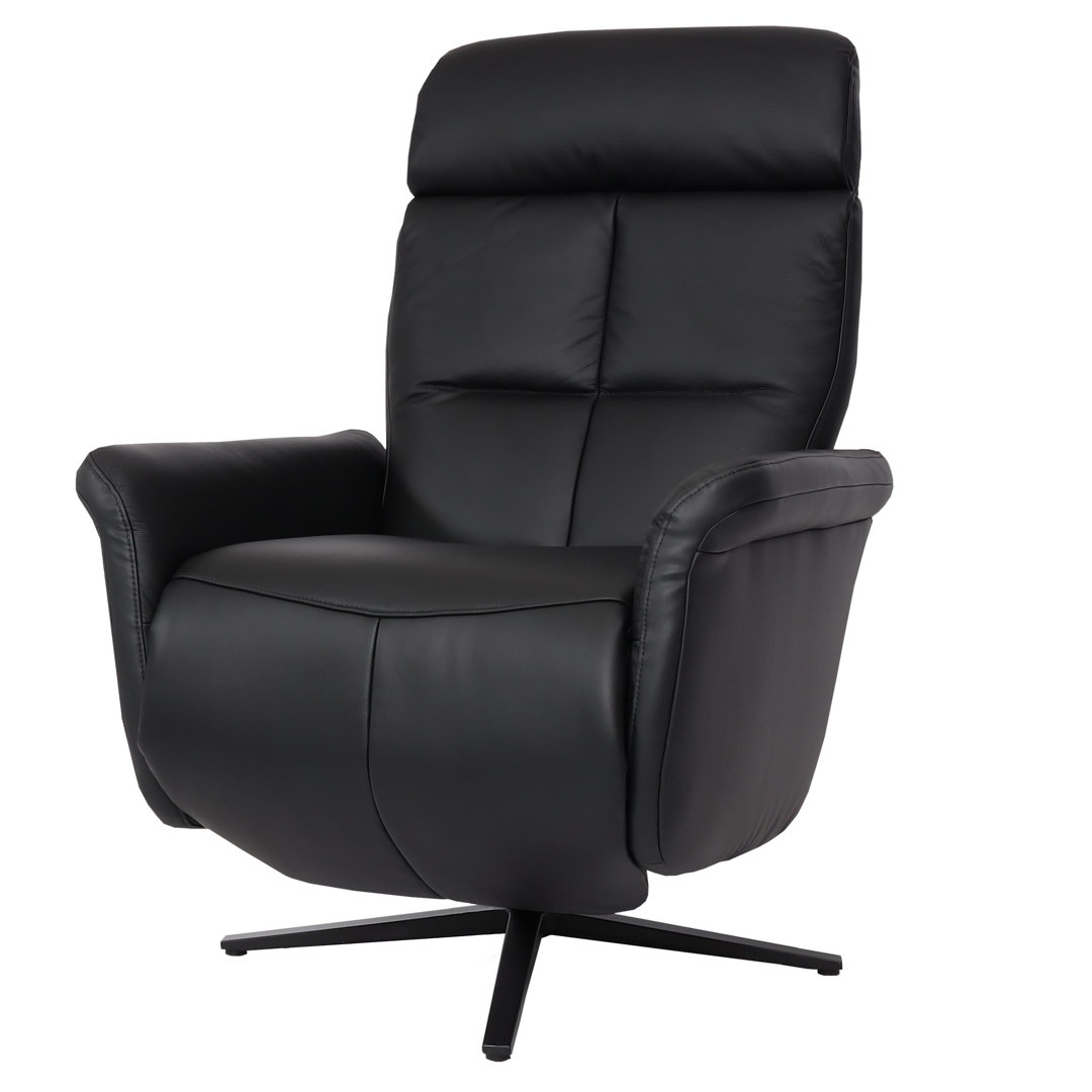 Relaxsessel MCW-L10, Design Fernsehsessel TV-Sessel Liegesessel, Liegefunktion drehbar, Voll-Leder