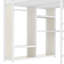 Structure de lit mezzanine en métal pour grand lit avec garde-robe intégrée, bureau et tablettes de rangement