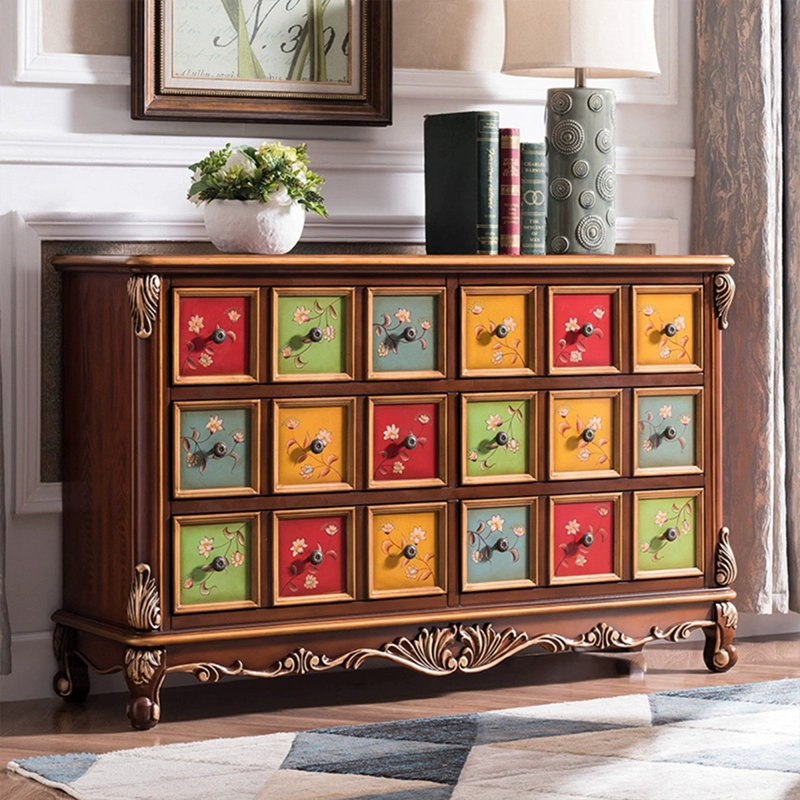 Brown+Red+Green+Blue+Yellow Solid + Manufactured Wood Accent Cabinet, Brown/Red/Green/Blue/Yellow