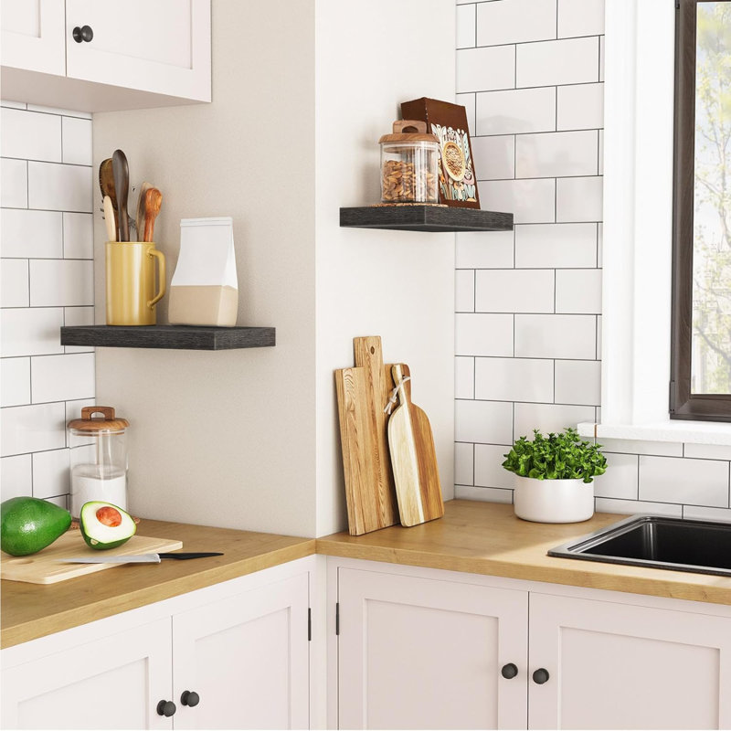 Floating Shelves, Wall Shelf Set Of 2, Hanging Shelf With Invisible Brackets, For Wall Decor In Bathroom, Bedroom, Toilet, Kitchen, Living Room, Office, Charcoal Gray