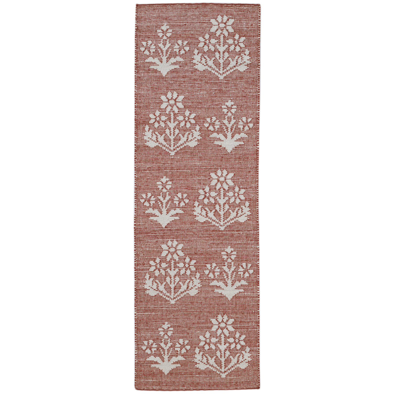 Heidi Botanical Flatweave Jute Rug, Red, 2`6x8`