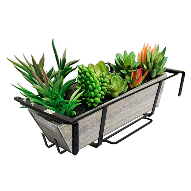 Heracleitus Metal Railing Planter, 17.50cm H x 73.00cm W x 28.50cm D