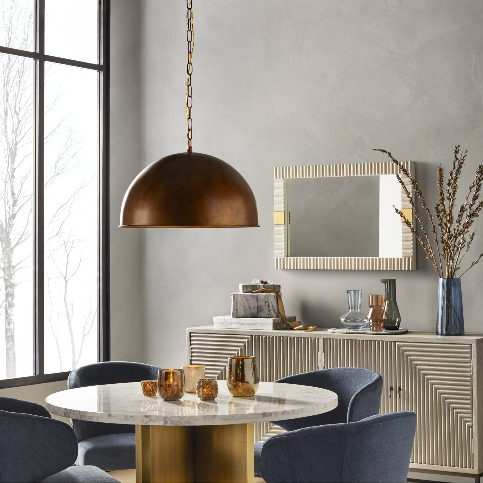 Najuma Dimmable Single Light Pendant, 12.75" H x 20" W x 20" D, Brass