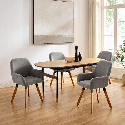 Aroya Linen Swivel dining Arm Chairs Set of 4