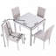 Ensemble de table de salle à manger 5 pièces avec garniture en cristal, 4 chaises rembourrées pour la salle à manger et la cuisine, finition blanche-131256791