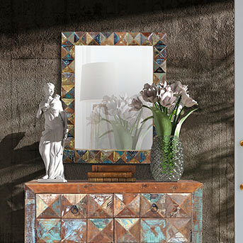 Wood Flat Wall Mirror