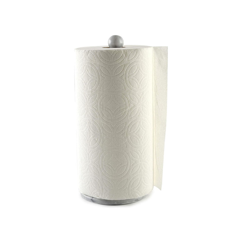 Distributeur de serviettes de cuisine en marbre naturel, H 13 po x l 6,5 po x P 6,5 po, Blanc