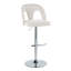 Tabouret de bar réglable en métal chromé et tissu blanc neige avec repose-pieds arrondi en T - ensemble de 2-1427809385-1427809391