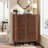 24 Pair Walnut Shoe Storage Cabinet with Louvered Doors-2014249812