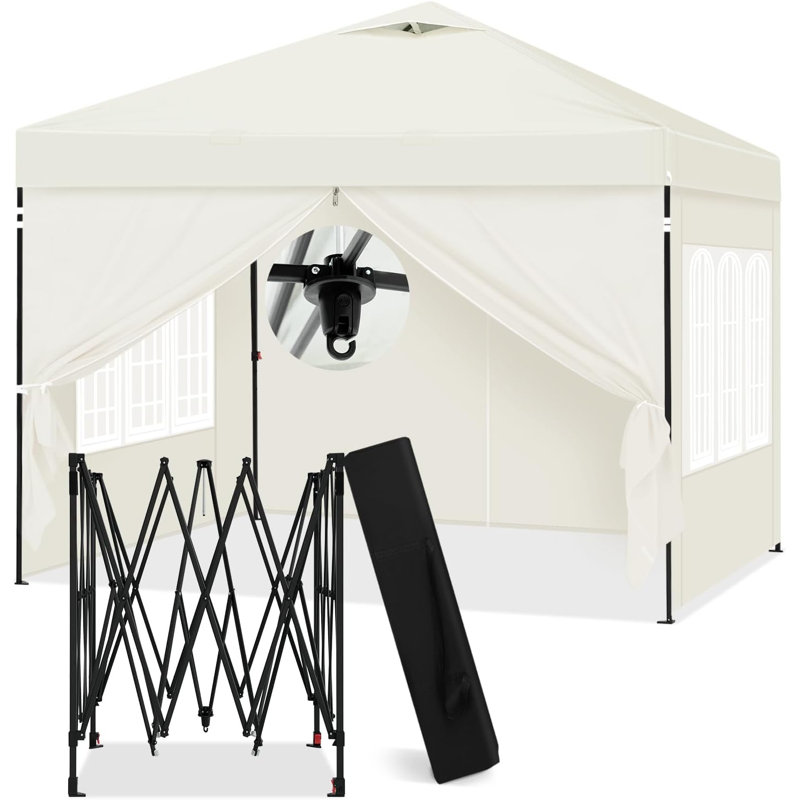 Gazebo 3 X 3 M, Folding Gazebo With Side Walls, Waterproof, Stable, Winterproof, Outdoor Garden Gazebo, Party Tent, Garden Tent, Height Adjustable, Uv Protection, Metal Frame