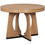 Table de salle à manger ronde pour 4 personnes, ensemble de 5 pièces au design rétro avec rallonge de 40 cm et structure géométrique. Plateau et quatre chaises rembourrées élégantes.
