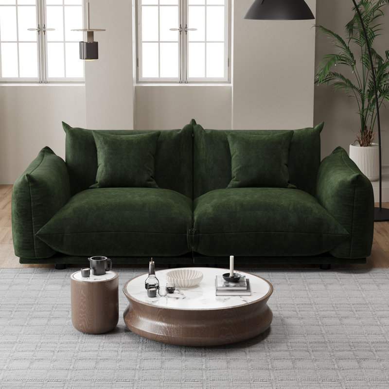 Canapé modulaire en chenille 2 pièces pour petits espaces 2 pièces, Vert, H 33 po x l 74,8 po x P 38,1 po