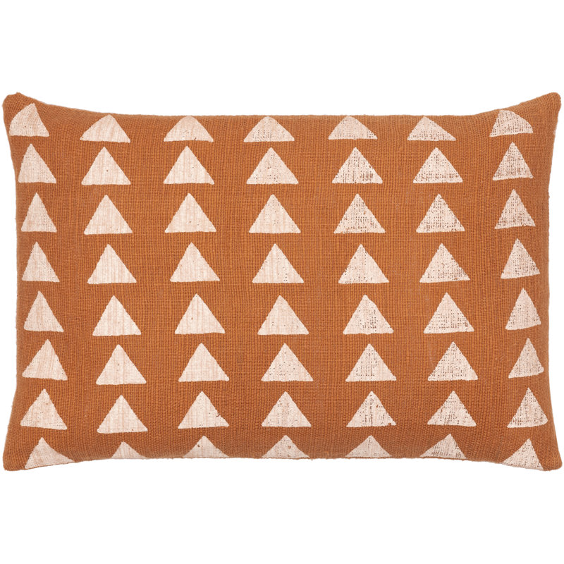 Housse de coussin Sain, Rouge brique / vieux rose, Grille triangulaire, H 14 po x l 22 po