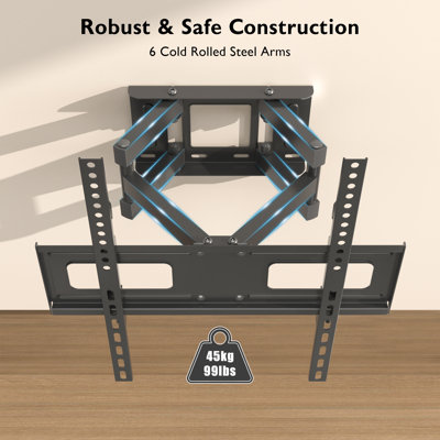 Craven TV Wall Mount for 23–70 Inch LED LCD OLED, Full Motion Dual Arms, Swivel/Tilt/Extend 380mm, Up to 45kg, Max VESA 400x400mm, Spirit Level