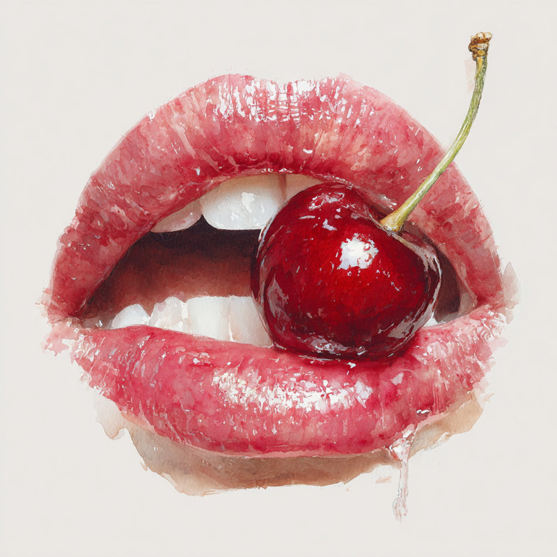 «Cherry Kiss», art mural sur toile tendue, 30"W x 30"H x 1.5"D