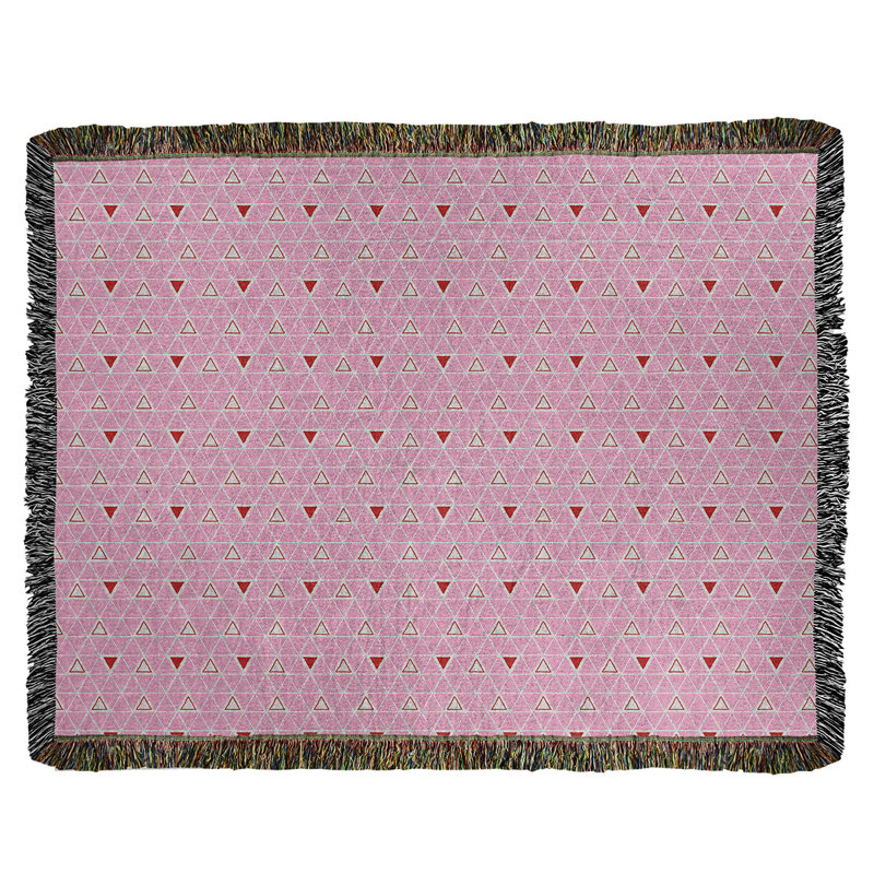 Hand Woven Throw Blanket, 52" W x 37" L, Pink/Red
