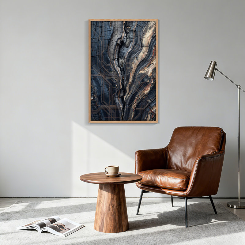 Ensemble de 1 tableau sur toile à motif de circuit en marbre, 36"H x 24"W, Natural