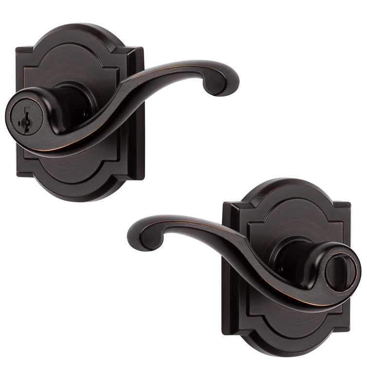 Entry Door Handle Reversible Lever With Keyed Lock Featuring Smartkey Re-Key Technology, In Venetian Bronze