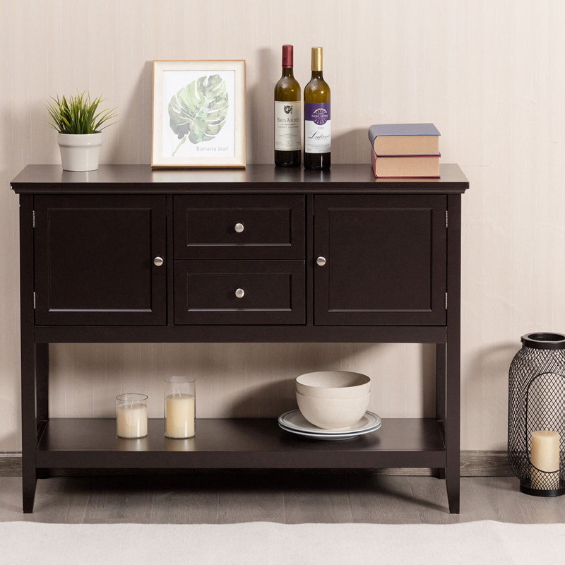 Buffet Red Barrel Studio® avec 2 tiroirs de rangement et 2 armoires, Café
