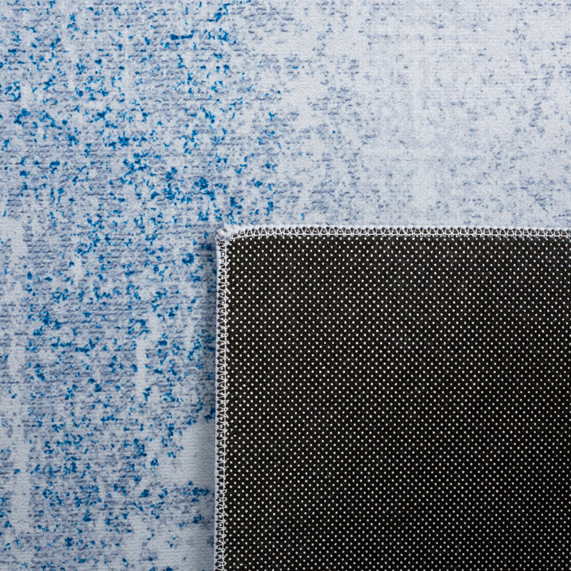 Tacoma Blue and Gray Abstract Washable Area Rug