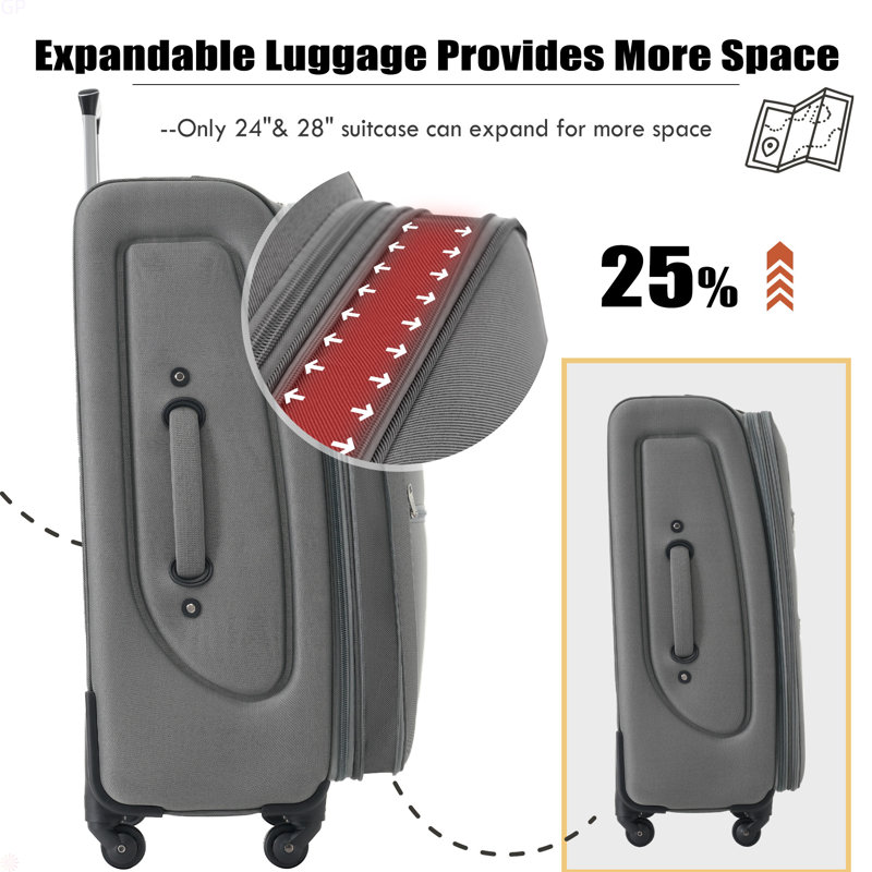 Softside Luggage Expandable 3 Piece Set Suitcase With Duffel Bag Upright Spinner Softshell Lightweight Luggage Travel Set