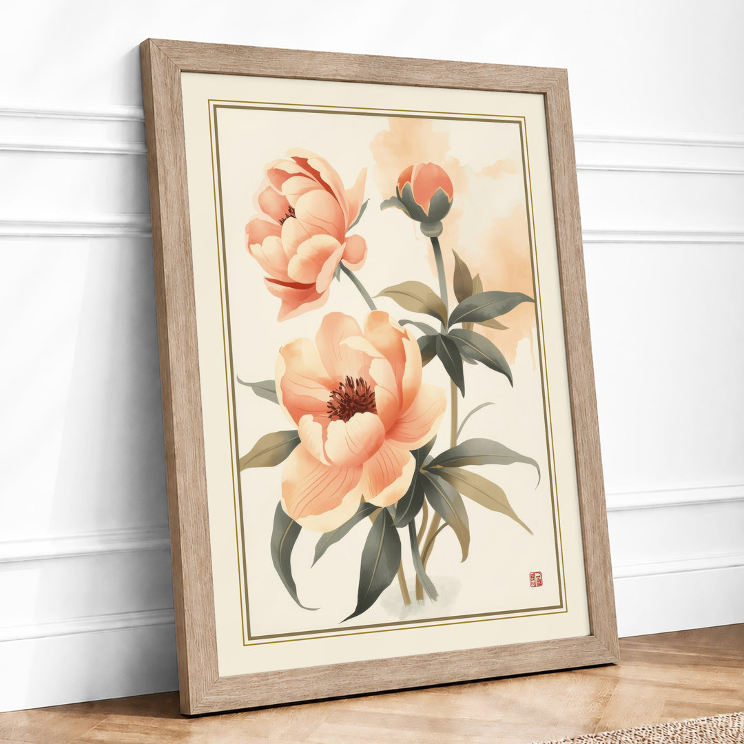 Three Peonies Botanical Framed Art Print