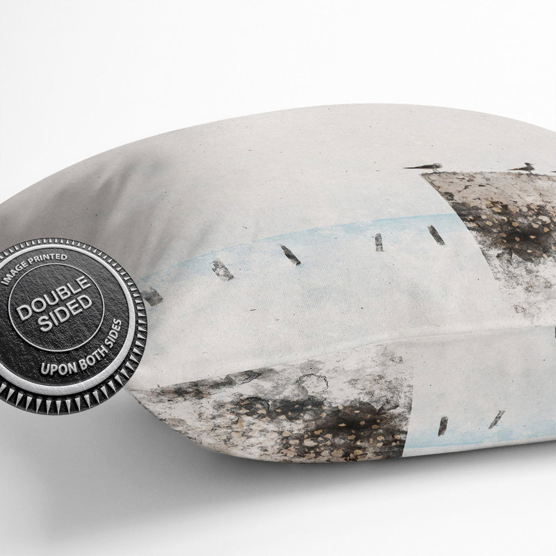 Seagulls By The Sea Watercolour Square Throw Cushion, 40cm H x 40cm W x 15cm D