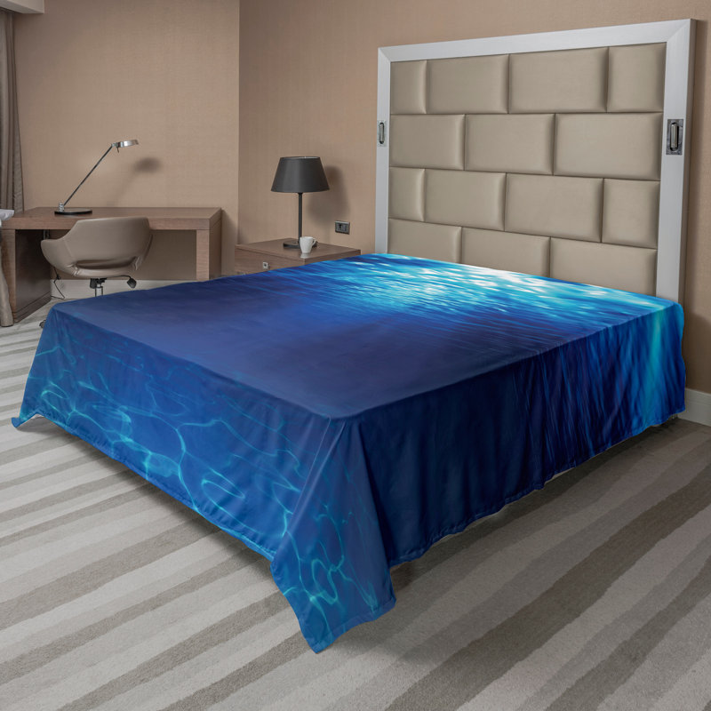 Drap plat Ambesonne Ocean Top Sandy Sea Sea, Drap plat pour très grand lit californien