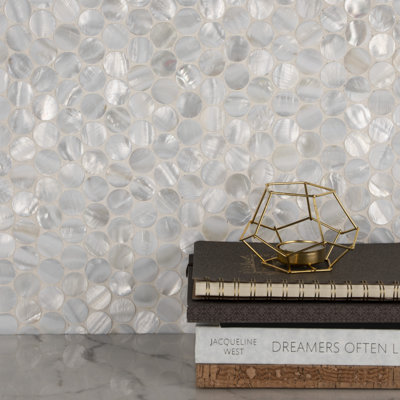 Conchella Penny White 11-1/4" x 11-5/8" Natural Shell Mosaic Wall Tile