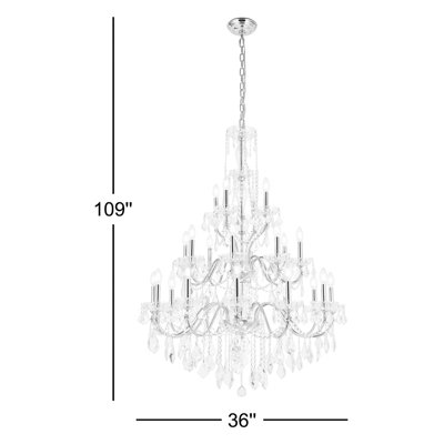 Lustre étagé à 24 lumières de style bougie avec détails en cristal Dagmar