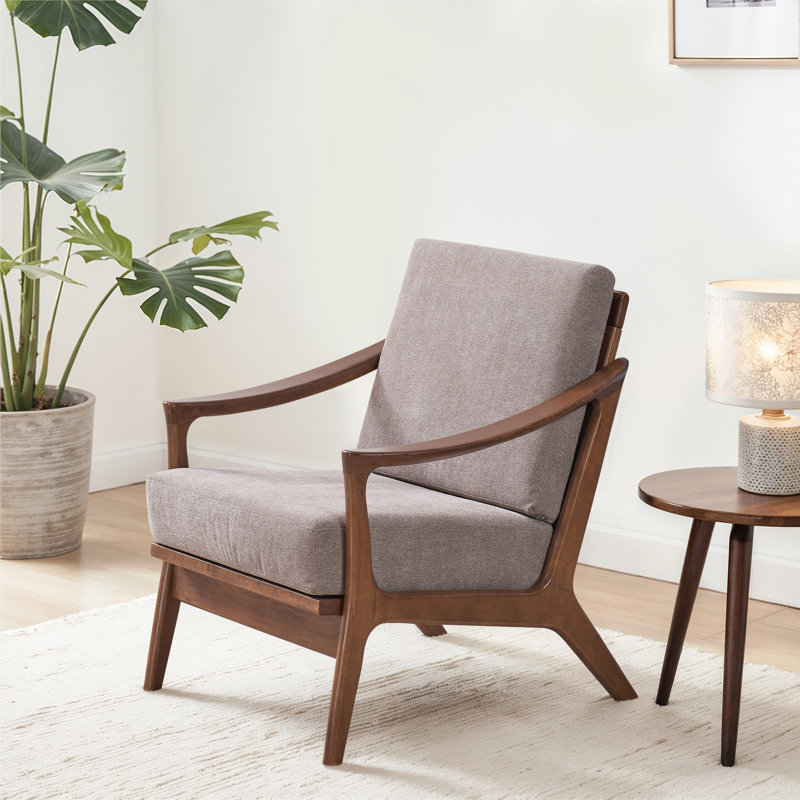 Chaise d'appoint, tissu brun clair et finition brune