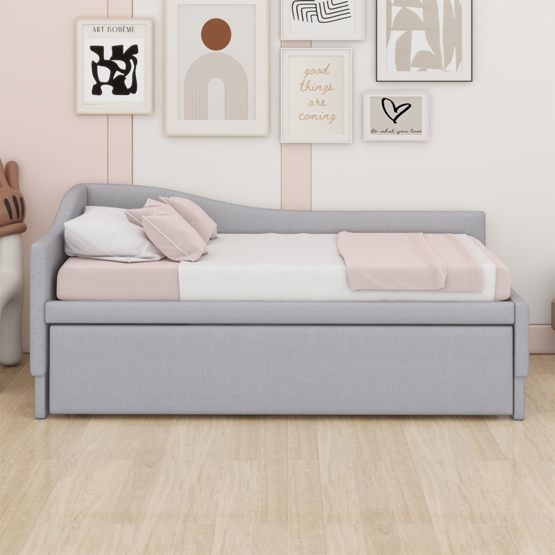 Upholstered L-Shaped Upholstered Daybed With Pop Up Trundle