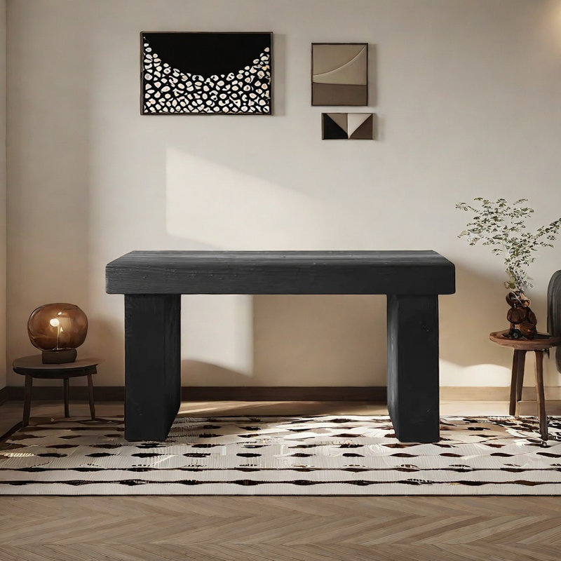 Console rétro en bois massif minimaliste, H 31,5 po x l 62,99 po x P 11,81 po