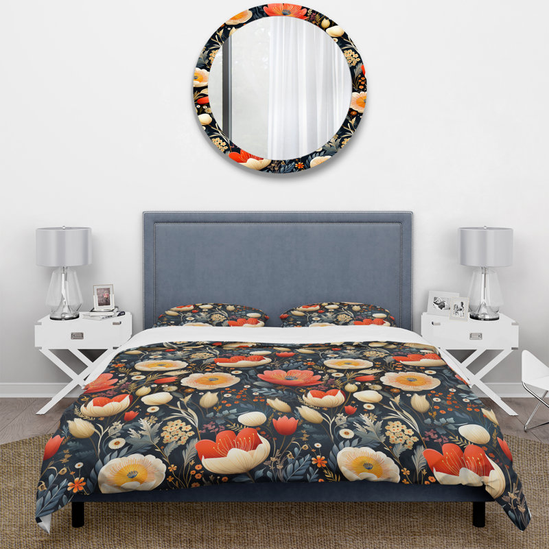 Ensemble de housse de couette Whimsical Bohemian Bliss Floral, Housse de couette pour très grand lit et 2 très