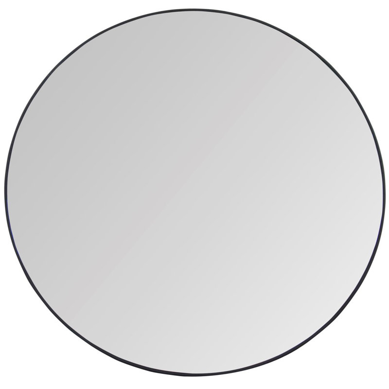 Argie Round Metal Beveled Wall Mirror, 48" x 48"
