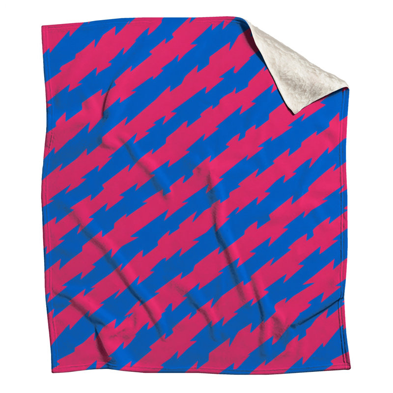 Couvertures zigzag bleues et roses, L 60 po x H 80 po