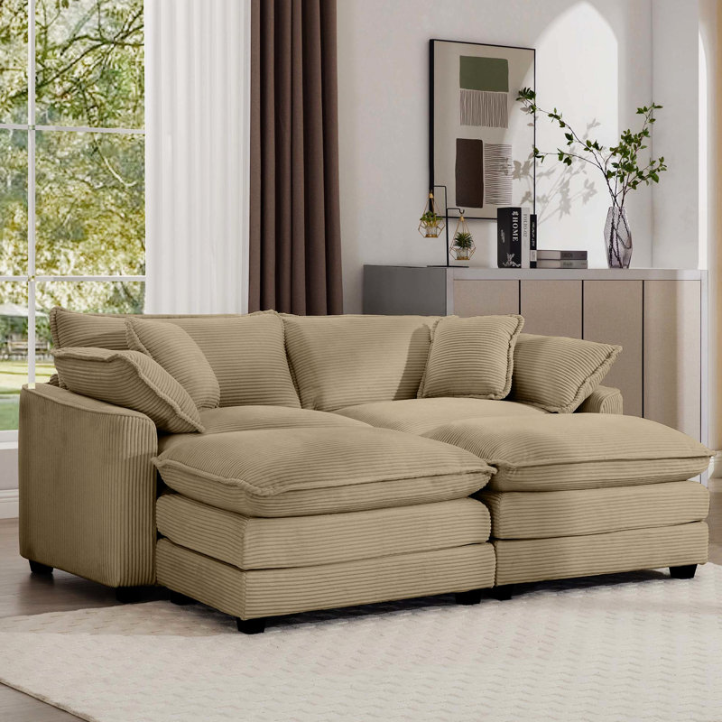 2 Tan Corduroy Seat, Stylish And Practical Choice Soft Supportive Fabric