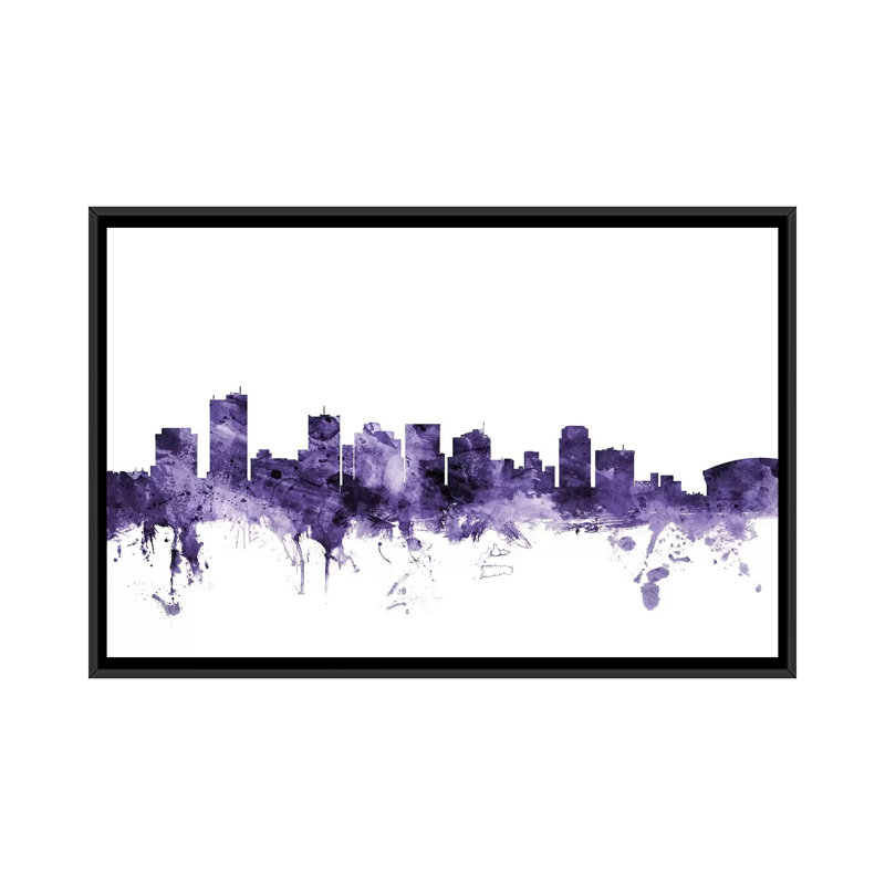 " Phoenix, Arizona Skyline " by Michael Tompsett, 18" H x 26" W x 1.5" D, Black Framed Canvas, No Mat