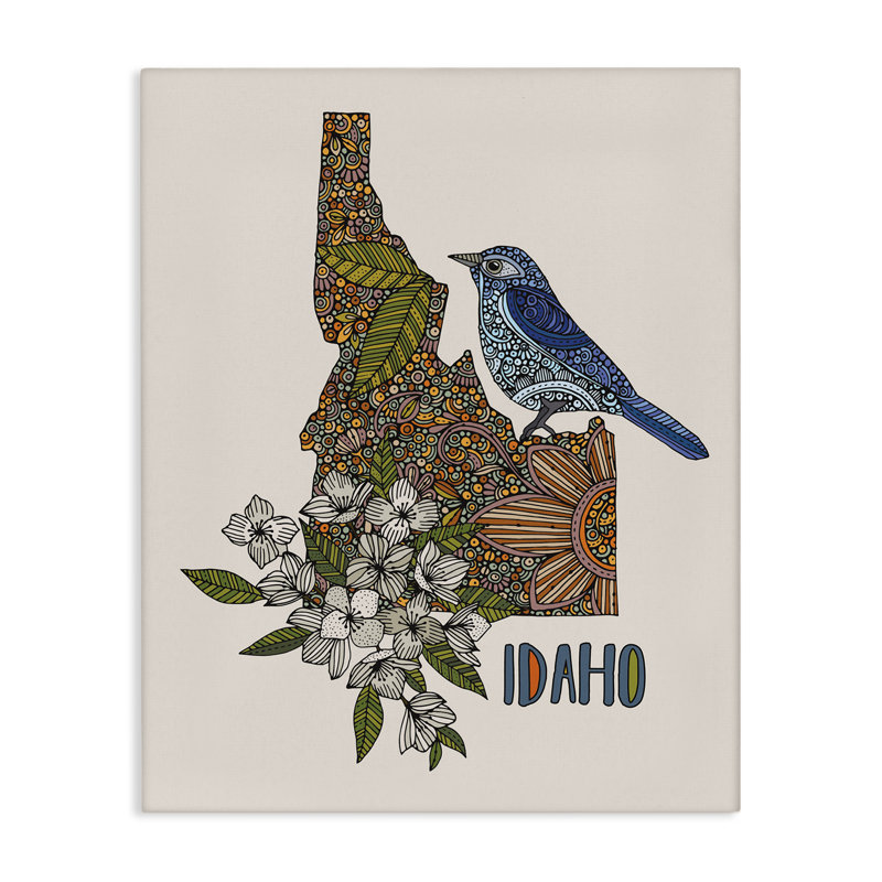 "Floral Idaho State", art mural sur toile par Valentina Harper, H 20 po x l 16 po