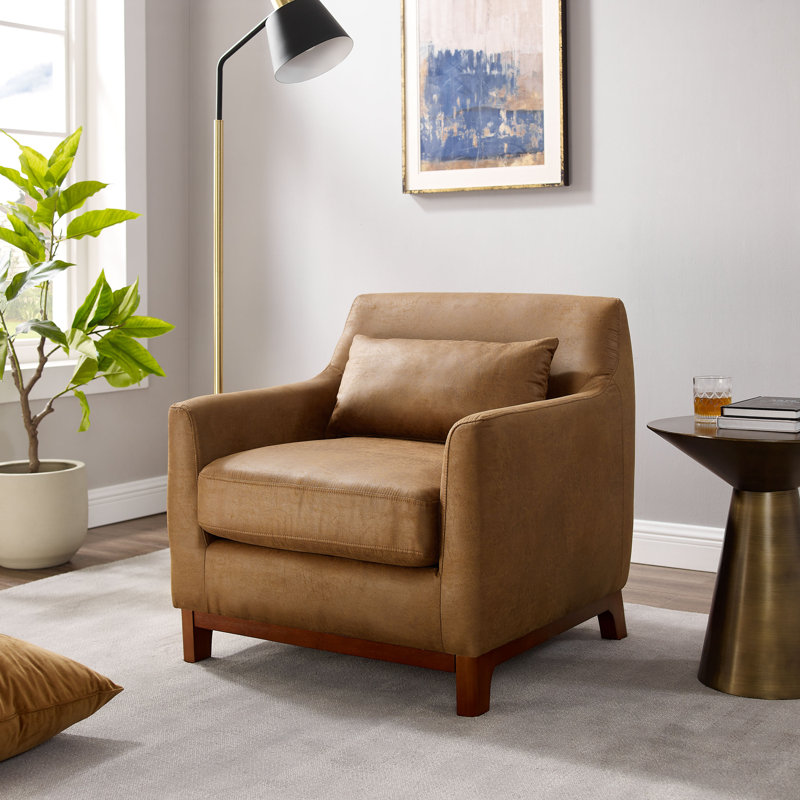 Fauteuil club l 31,5 po Johntay, Similicuir brun caramel brun clair
