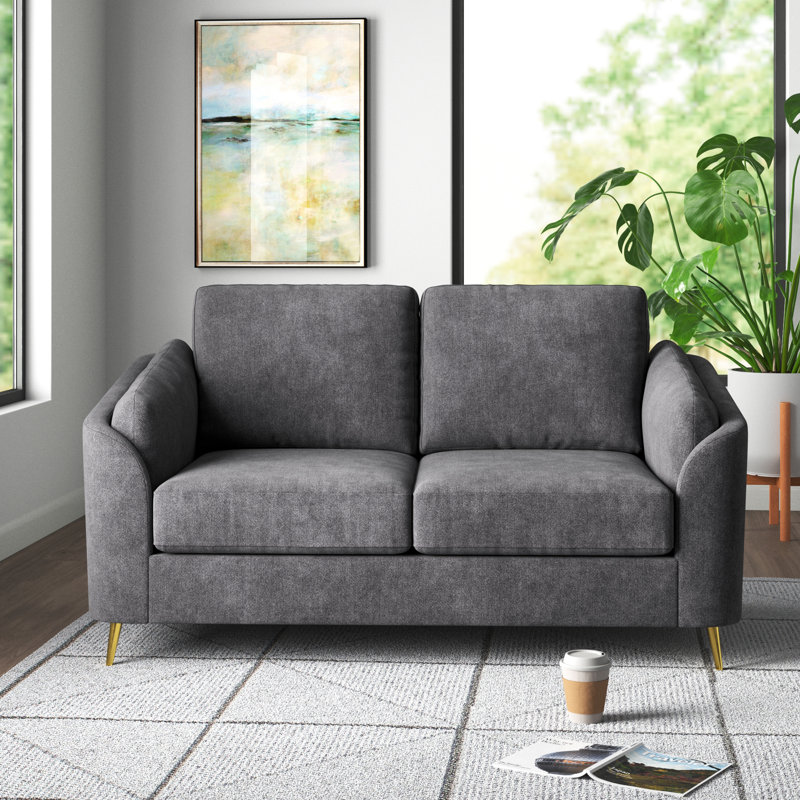 Causeuse rembourrée Glennville, Mélange de polyester gris