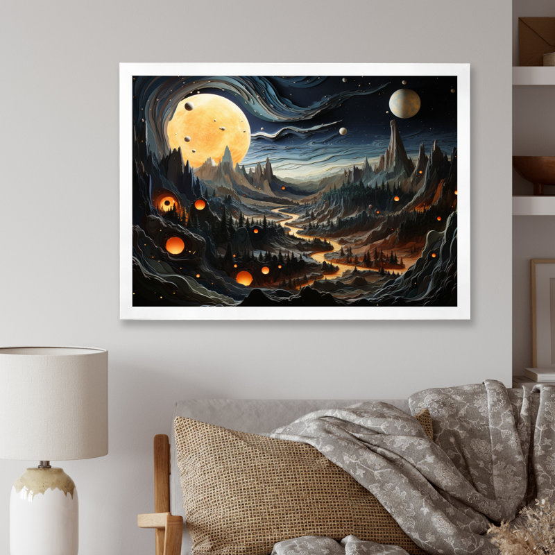 «Asteroid Ascendancy Landscape I», reproduction sur toile, H 30 po x l 40 po x P 1,5 po, Cadre simple blanc