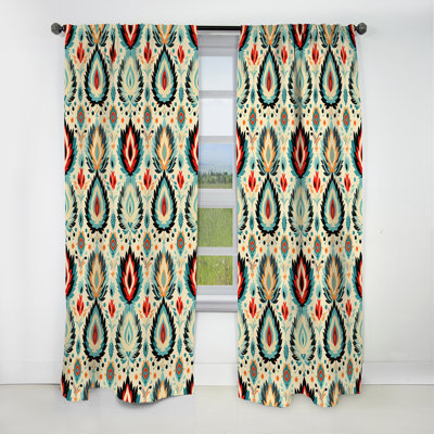 Mélange de tribu nomade orange Ikat - rideau Ikat - rideau occultant Ikat - 1 panneaux