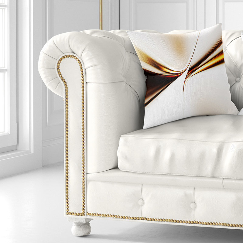 Dynamic Golden Waves - Coussin imprimé abstrait, 18 po x 18 po, Carré